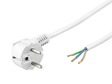 Cable; power supply; 93311; wires; CEE 7/7 angled plug; 2m; white; 3 cores; 0,75mm2; Goobay; PVC; round; stranded; Cu; RoHS