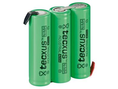 Rechargeable battery; Ni-Mh; T2100AA-X3; 3,6V; 2100mAh; fi 14,5x50,5mm; 2 pins; 3 cells; for soldering; TECXUS; R6 AA
