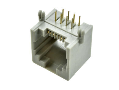 Socket; RJ45 8p8c; 9612-8803u; through hole; angled 90°; grey; latch; RoHS