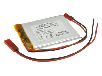 Rechargeable battery; Li-Po; 505060; 3,7V; 1500mAh; 5x50x60mm; PCM protection; connector + socket 2,54*2pins; AKYGA; RoHS