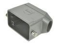 Connector housing; Han A; 19300101541; 10B; metal; angled 45°; for cable; one side cable entry; for single locking lever; entry for M25 cable gland; grey; IP65; Harting; RoHS