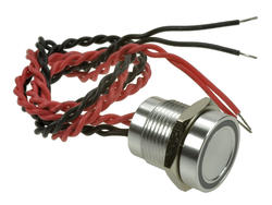 Przełącznik; piezoelektryczny; PS165P10YNT1R24; OFF-(ON); 1 tor; srebrny; płaski; podświetlenie LED 24V; czerwony; ring; na panel; z przewodem; 0,2A; 24V AC; 0,2A; 24V DC; IP68; Onpow