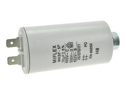 Kondensator; silnikowy (rozruchowy); I150V610-B; MKSP; 10uF; 450V AC; fi 35x65mm; konektory 6,3mm; śruba z nakrętką; Miflex; RoHS Kondensator; silnikowy (rozruchowy); I150V610-B; MKSP; 10uF; 450V AC; fi 35x65mm; konektory 6,3mm; śruba z nakrętką; Miflex; RoHS