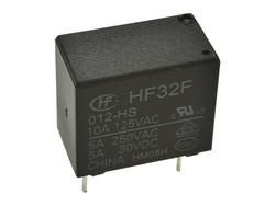 Relay; electromagnetic miniature; HF32F-012-HS  (JZC32F); 12V; DC; SPST NO; 5A; 250V AC; 5A; 30V DC; PCB trough hole; Hongfa