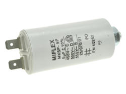Capacitor; motor; I150V550K-B1; MKSP; 5uF; 450V AC; fi 30x58mm; 6,3mm connectors; screw with a nut; Miflex; RoHS Capacitor; motor; I150V550K-B1; MKSP; 5uF; 450V AC; fi 30x58mm; 6,3mm connectors; screw with a nut; Miflex; RoHS