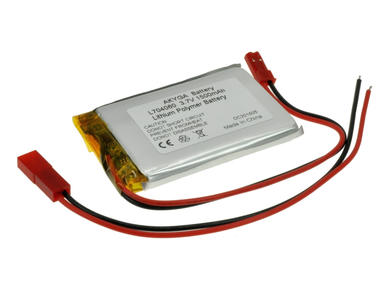 Rechargeable battery; Li-Po; 704060; 3,7V; 1500mAh; 7x47x65mm; PCM protection; connector + socket 2,54*2pins; AKYGA; RoHS