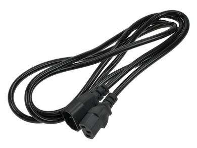 Kabel; przedłużacz; AK-PC-03A; gniazdo IEC C13 IBM proste; wtyk IEC C14 IBM prosty; 1,8m; czarny; 3 żyły; 0,50mm2; Akyga; PVC; okrągły; linka; CCA; RoHS