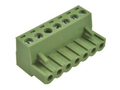 Terminal block; XY2500F-A-07P; 7 ways; R=5,00mm; 18mm; 12A; 300V; for cable; angled 90°; square hole; slot screw; screw; vertical; 2,5mm2; green; Xinya; RoHS