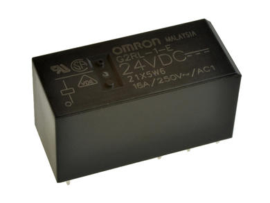 Relay; electromagnetic miniature; G2RL-1-E-24VDC; 24V; DC; SPDT; 16A; 250V AC; 16A; 24V DC; PCB trough hole; for socket; Omron; RoHS