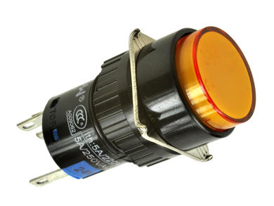 Switch; push button; LAS1-AY-11Z/O/24V; ON-ON; orange; LED 24V backlight; orange; solder; 2 positions; 5A; 250V AC; 16mm; 30mm; Onpow