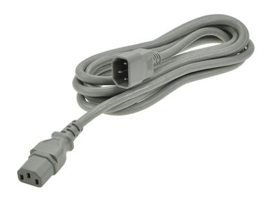 Cable; extension cord; PK-3WP3,0; IEC C14 IBM straight plug; IEC C13 IBM straight socket; 3m; gray; 3 cores; 1,00mm2; PVC; round; stranded; Cu