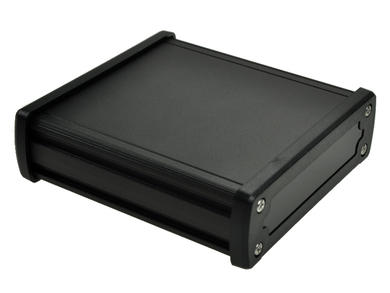 Enclosure; multipurpose; ALUG704BK110-BK; aluminum; 113,7mm; 119mm; 35,2mm; black; black polycarbonate ends; Gainta; RoHS