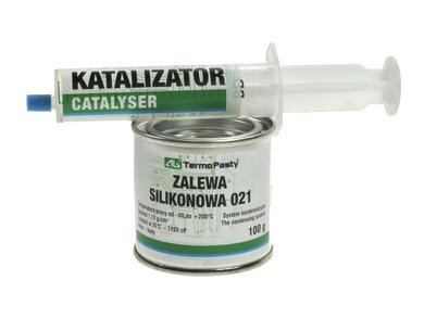 Silicone encapsulating compound; thermally conductive; AGT-220 021; 100g+10g; liquid; forms a conductive coating; filling gaps; syringe+plastic container; AG Termopasty