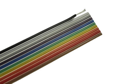 Wire; flat; płaski AWG28/10; 10x0,09mm2; 0,09mm2; multicolor; PVC; tape; core spacing 1,27mm; max +105°C; 50V; 30,5m spool; RoHS