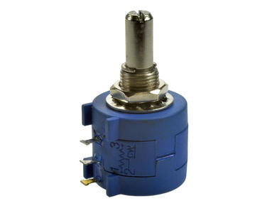 Potentiometer; shaft; multi turns; WXD3590S-202; 2kohm; linear; 5%; 2W; axis diam.6,00mm; 20,6mm; metal; smooth; 10; wire-wound; solder; Bochen; RoHS