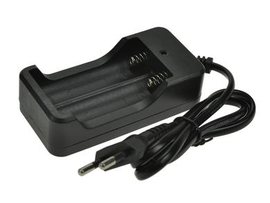 Charger; 18650 lithum rechargable batteries; A-LAL-2X; 4,2V DC; 600mA; 2,5W; 100÷240V AC; black; LED indicator; RoHS