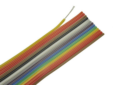 Wire; flat; płaski AWG28/14; 14x0,09mm2; 0,09mm2; multicolor; PVC; tape; core spacing 1,27mm; max +105°C; 50V; 30,5m spool; RoHS