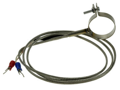 Sensor; temperature; T01 z obejmą; with housing; cylindrical metal; thermocouple K; with 1m cable; with 4mm banana plugs; -40÷260°C; 0,75%