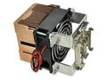 Heatsink; 2520Al+CuWOU; for 1 phase SSR; with TS15 DIN rail handle; with fan 12V DC; 0,4K/W; plain; 77mm; 63mm; 72mm