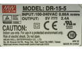 Power Supply; DIN Rail; DR-15-5; 5V DC; 2,5A; 15W; LED indicator; Mean Well