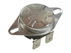 Termostat; 2 tory; bimetaliczny z resetem; KSD302X-50; 2NC; 50°C; 20A; 250V AC; metal fi 14,7x23,5mm z uchwytem; konektory 6,3mm pionowe; bakelit