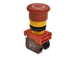Przełącznik; bezpieczeństwa; przyciskowy; HPB22-H11-R-I; ON-OFF+OFF-ON; grzybkowy; odkręcany; 2 tory; czerwony; bez podświetlenia; bistabilny; śrubowe; 5A; 230V AC; Highly