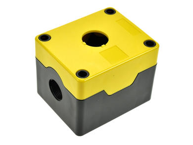 Obudowa przycisku; C1-Y; żółto-czarny; plastik; pojedyńcza; 85x70x65mm; panelowe 22mm; Highly; RoHS