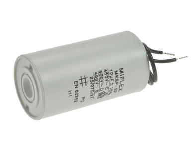 Capacitor; motor; I150V612K-G1; MKSP; 12uF; 450V AC; fi 35x65mm; with cables; Miflex; RoHS