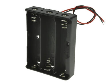 Battery holder; BHC-18650; 3x18650; with 100mm cable; container; black; 18650