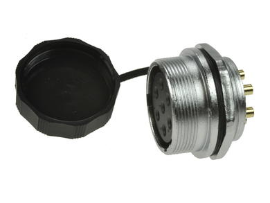 Socket; WF28K7ZM1; 7 ways; solder; 2,5mm2; WF28; for panel; 28mm; IP67; 25A; 500V; Weipu; RoHS
