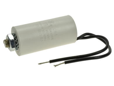 Capacitor; motor; 1,5uF; 450V AC; fi 26x55mm; with cable; screw with a nut; JB Capacitors; RoHS