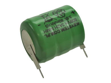 Akumulator; Ni-Mh; MH/3,6/80/2; 3,6V; 80mAh; fi 15,2x18,5mm; 2 piny; KSYSTEM; RoHS