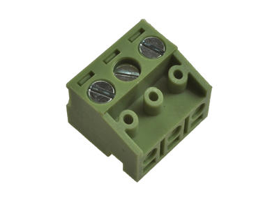 Terminal block; TL332W-3; 3 ways; R=5,00mm; 11,5mm; 10A; 300V; for cable; angled 90°; square hole; lift type; slot screw; screw; horizontal; 2,5mm2; green; Xinya; RoHS