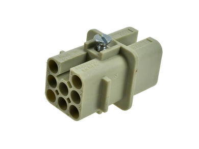 Socket; Han D; 09210073131; 7 ways; 3A; polycarbonate; straight; crimped; 10A; 250V; grey; silver plated; IP65; Harting; RoHS