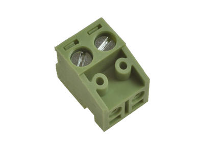 Terminal block; TL332W-2; 2 ways; R=5,00mm; 11,5mm; 10A; 300V; for cable; angled 90°; square hole; lift type; slot screw; screw; horizontal; 2,5mm2; green; Xinya; RoHS