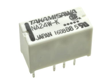 Relay; electromagnetic miniature; NA-24W-K; 24V; DC; DPDT; 2A; 250V AC; 2A; 220V DC; PCB trough hole; Fujitsu Takamisawa; RoHS