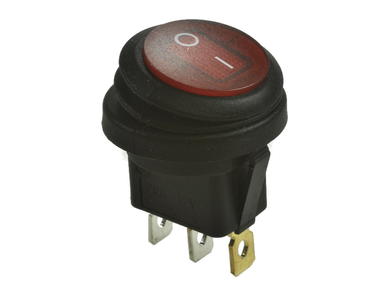 Switch; rocker; A-653H; ON-OFF; 1 way; red; LED 12V backlight; red; bistable; 4,8x0,8mm connectors; 20mm; 2 positions; 6A; 250V AC