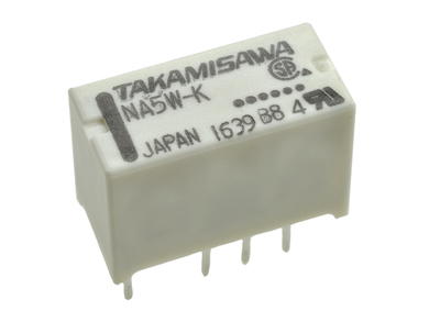 Relay; electromagnetic miniature; NA-5W-K; 5V; DC; DPDT; 2A; 250V AC; 2A; 220V DC; PCB trough hole; Fujitsu Takamisawa; RoHS