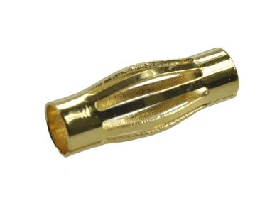 Sleeve spring; 4mm; 021.0010; uninsulated; 15mm; pluggable (4mm banana socket); gold plated brass; Amass; RoHS