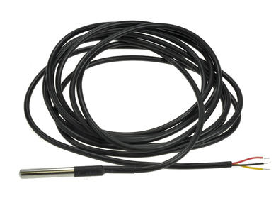 Sensor; temperature; TS-DS18B20-3; with housing; cylindrical metal; DS18B20; with 3m cable; fi 6x50mm; 3÷5,5V; DC; -20÷80°C