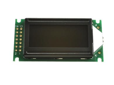 Display; LCD; alphanumeric; CBC008002E10-DIW-R; 8x2; Background colour: black; LED backlight; 38mm; 16mm; AV-Display; RoHS