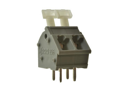 Terminal block; 256-402; 2 ways; R=5,00mm; 18,2mm; 24A; 320V; through hole; straight; screwless; round hole; screwless; 0,08÷2,5mm2; grey; Wago; RoHS