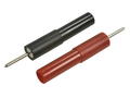 Connecting plug; Elektro-PJP; ADA32/1.4-RT; needle 1,4mm / banana socket 4mm; red; 55mm; 10A; 70V; nickel plated brass; RoHS