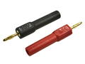 Connecting plug; Amass; 26.452.1; (M/F) banana plug 2mm / banana socket 4mm; red; 44,5mm; 36A; 60V; gold plated brass; PA; RoHS; 6.206