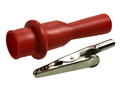 Crocodile clip; 27.718.1; red; 63,5mm; pluggable (4mm banana socket); nickel plated steel; Amass; RoHS; 8.104
