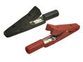 Crocodile clip; MA1 930317801; red; 41,5mm; pluggable (2mm banana socket); 8A; 60V; nickel plated brass; Hirschmann; RoHS