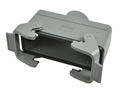 Connector housing; Han A; 19300241732; 24B; metal; straight; for cable; top single cable entry; with double locking levers; entry for M32 cable gland; low profile; grey; IP65; Harting; RoHS