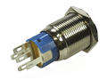 Przełącznik; przyciskowy; PB-M19-03ZB; ON-ON; 1 tor; podświetlenie LED 12V; niebieski; ring; bistabilny; na panel; 5A; 250V AC; 19mm; IP65; RoHS