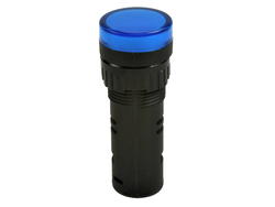 Indicator; AD16-16E/B-12; 16mm; LED 12V backlight; blue; screw; black; IP40; 39mm; Onpow; RoHS