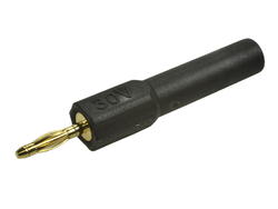 Connecting plug; Amass; 26.452.2; (M/F) banana plug 2mm / banana socket 4mm; black; 44,5mm; 36A; 60V; gold plated brass; PA; RoHS; 6.206